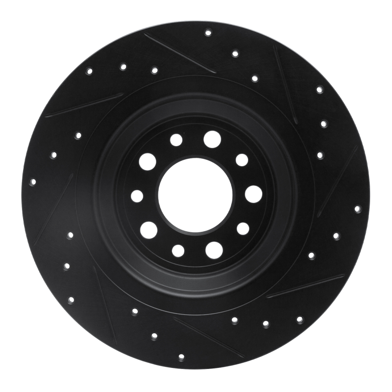 Jeep Cherokee Brake Rotor (1) - Rear Left - R1 Concepts - Drilled & Slotted - Black - `14-`23